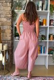Arbi Gingham Shirring Bandeau Jumpsuit Indian Red